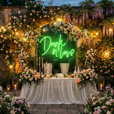 Custom Wedding Neon Sign For Reception, Drunk In Love Neon Sign, Wedding Neon Sign Ideas, Wedding Welcome Sign