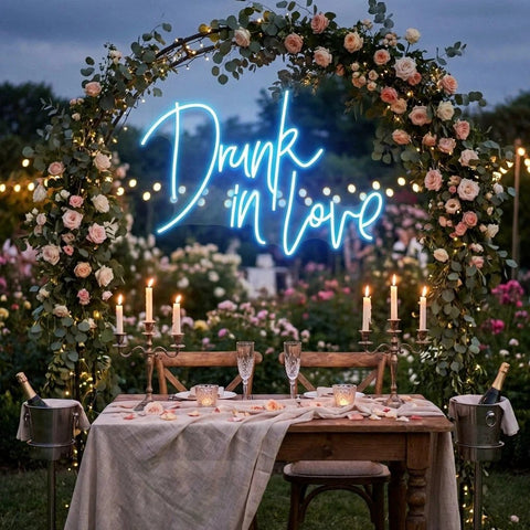 Custom Wedding Neon Sign For Reception, Drunk In Love Neon Sign, Wedding Neon Sign Ideas, Wedding Welcome Sign