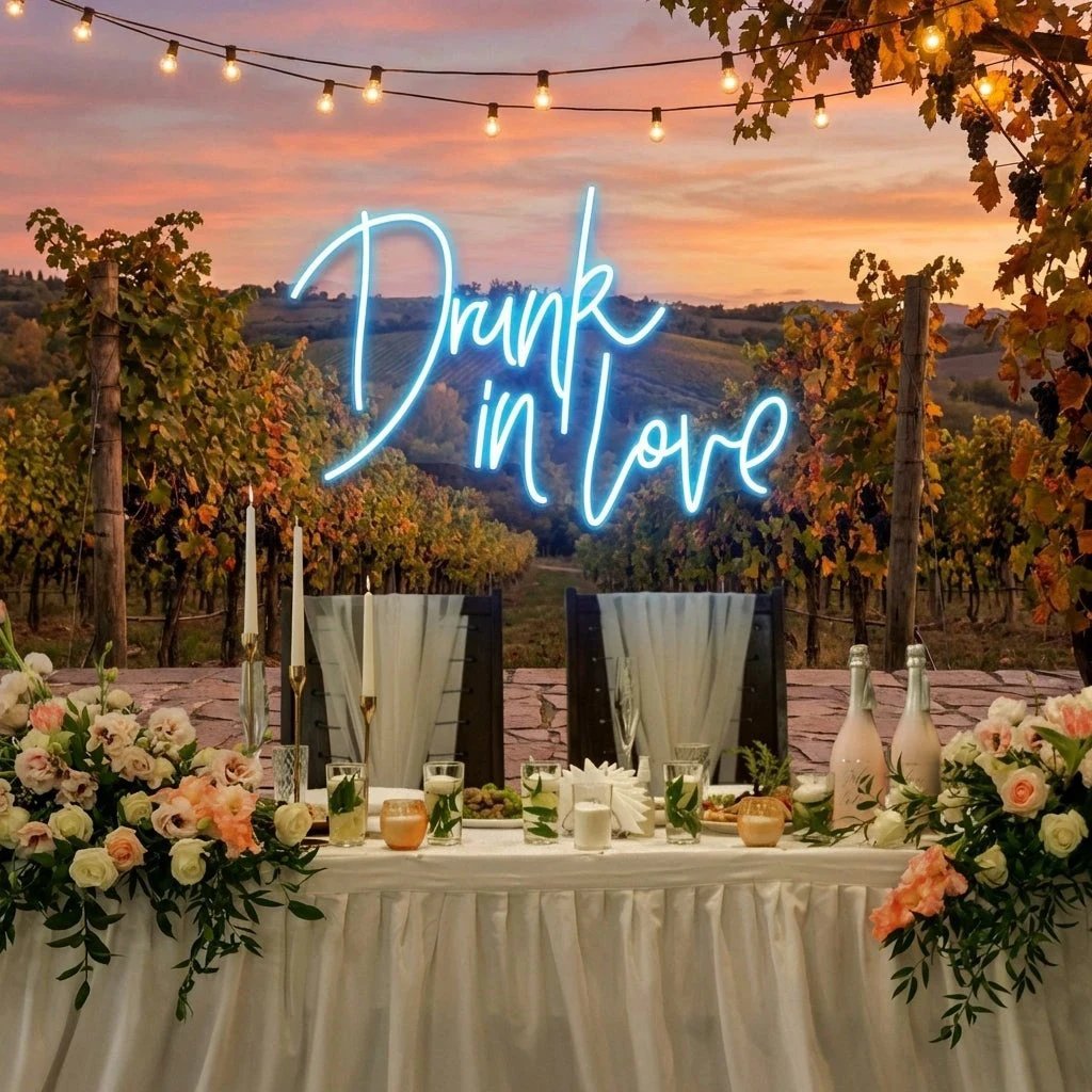 Custom Wedding Neon Sign For Reception, Drunk In Love Neon Sign, Wedding Neon Sign Ideas, Wedding Welcome Sign