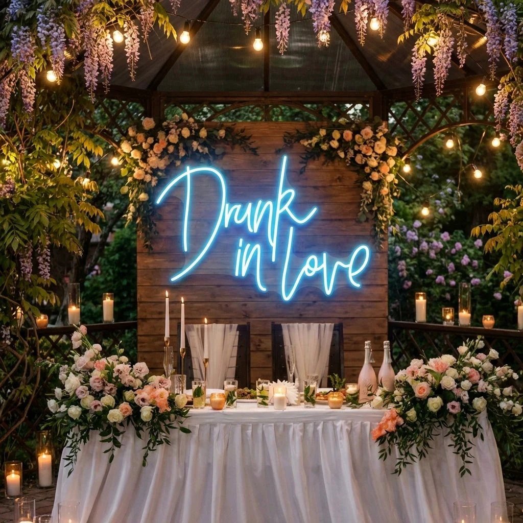 Custom Wedding Neon Sign For Reception, Drunk In Love Neon Sign, Wedding Neon Sign Ideas, Wedding Welcome Sign