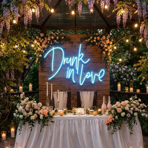 Custom Wedding Neon Sign For Reception, Drunk In Love Neon Sign, Wedding Neon Sign Ideas, Wedding Welcome Sign