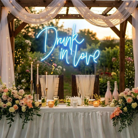 Custom Wedding Neon Sign For Reception, Drunk In Love Neon Sign, Wedding Neon Sign Ideas, Wedding Welcome Sign