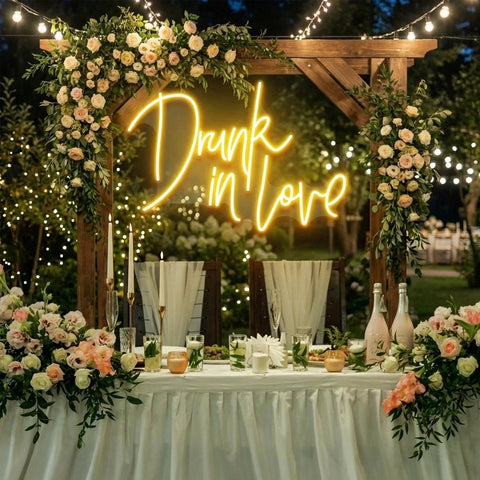Custom Wedding Neon Sign For Reception, Drunk In Love Neon Sign, Wedding Neon Sign Ideas, Wedding Welcome Sign