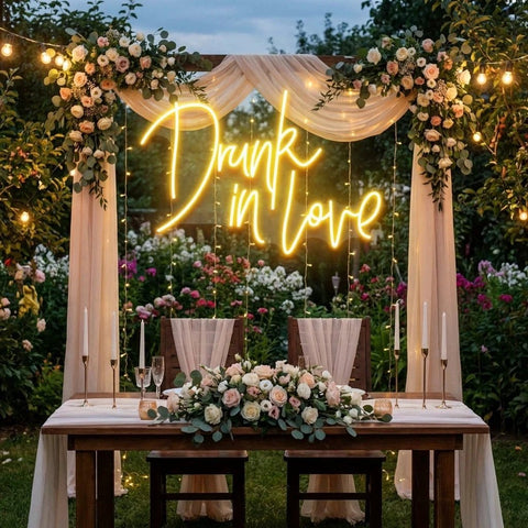 Custom Wedding Neon Sign For Reception, Drunk In Love Neon Sign, Wedding Neon Sign Ideas, Wedding Welcome Sign