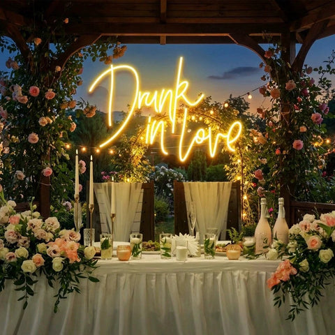 Custom Wedding Neon Sign For Reception, Drunk In Love Neon Sign, Wedding Neon Sign Ideas, Wedding Welcome Sign