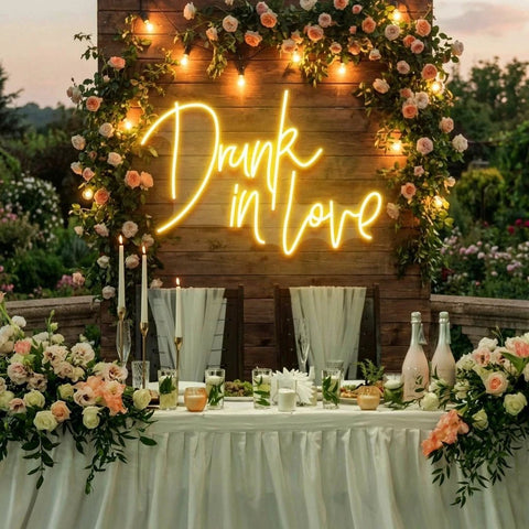 Custom Wedding Neon Sign For Reception, Drunk In Love Neon Sign, Wedding Neon Sign Ideas, Wedding Welcome Sign
