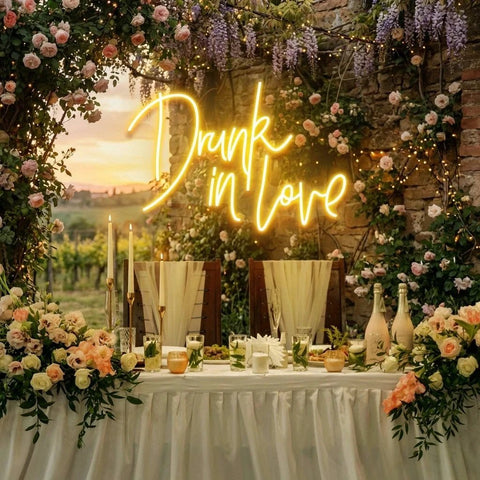Custom Wedding Neon Sign For Reception, Drunk In Love Neon Sign, Wedding Neon Sign Ideas, Wedding Welcome Sign