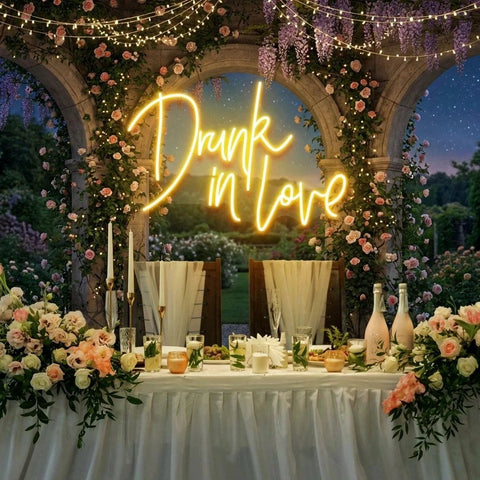 Custom Wedding Neon Sign For Reception, Drunk In Love Neon Sign, Wedding Neon Sign Ideas, Wedding Welcome Sign