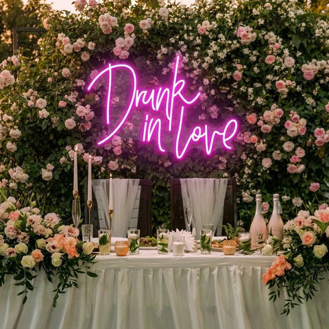 Custom Wedding Neon Sign For Reception, Drunk In Love Neon Sign, Wedding Neon Sign Ideas, Wedding Welcome Sign