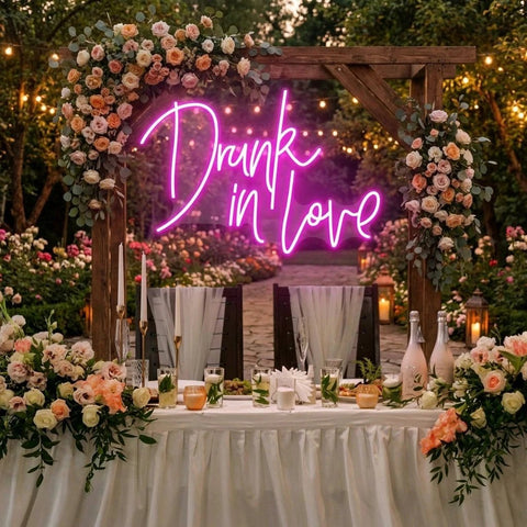 Custom Wedding Neon Sign For Reception, Drunk In Love Neon Sign, Wedding Neon Sign Ideas, Wedding Welcome Sign