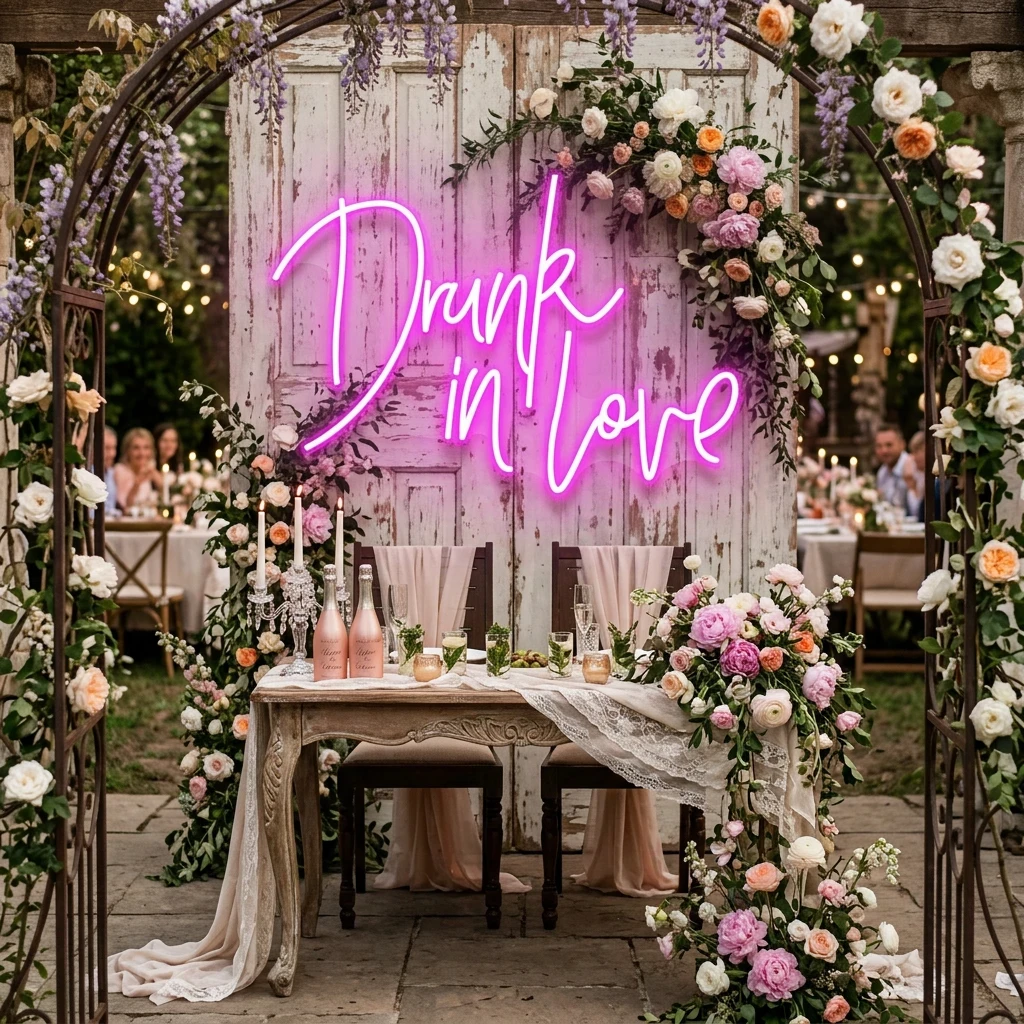 Custom Wedding Neon Sign For Reception, Drunk In Love Neon Sign, Wedding Neon Sign Ideas, Wedding Welcome Sign