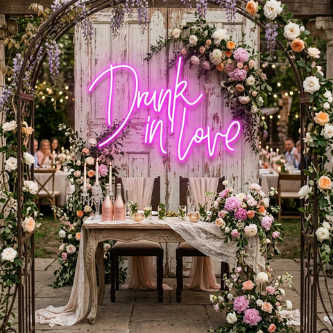 Custom Wedding Neon Sign For Reception, Drunk In Love Neon Sign, Wedding Neon Sign Ideas, Wedding Welcome Sign