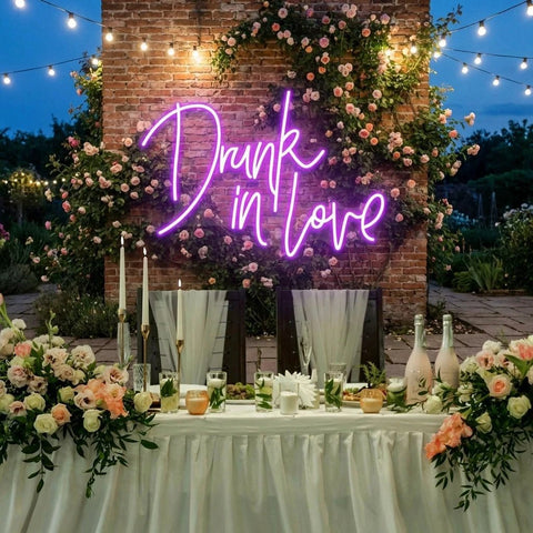 Custom Wedding Neon Sign For Reception, Drunk In Love Neon Sign, Wedding Neon Sign Ideas, Wedding Welcome Sign