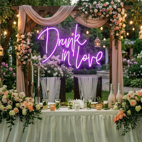 Custom Wedding Neon Sign For Reception, Drunk In Love Neon Sign, Wedding Neon Sign Ideas, Wedding Welcome Sign