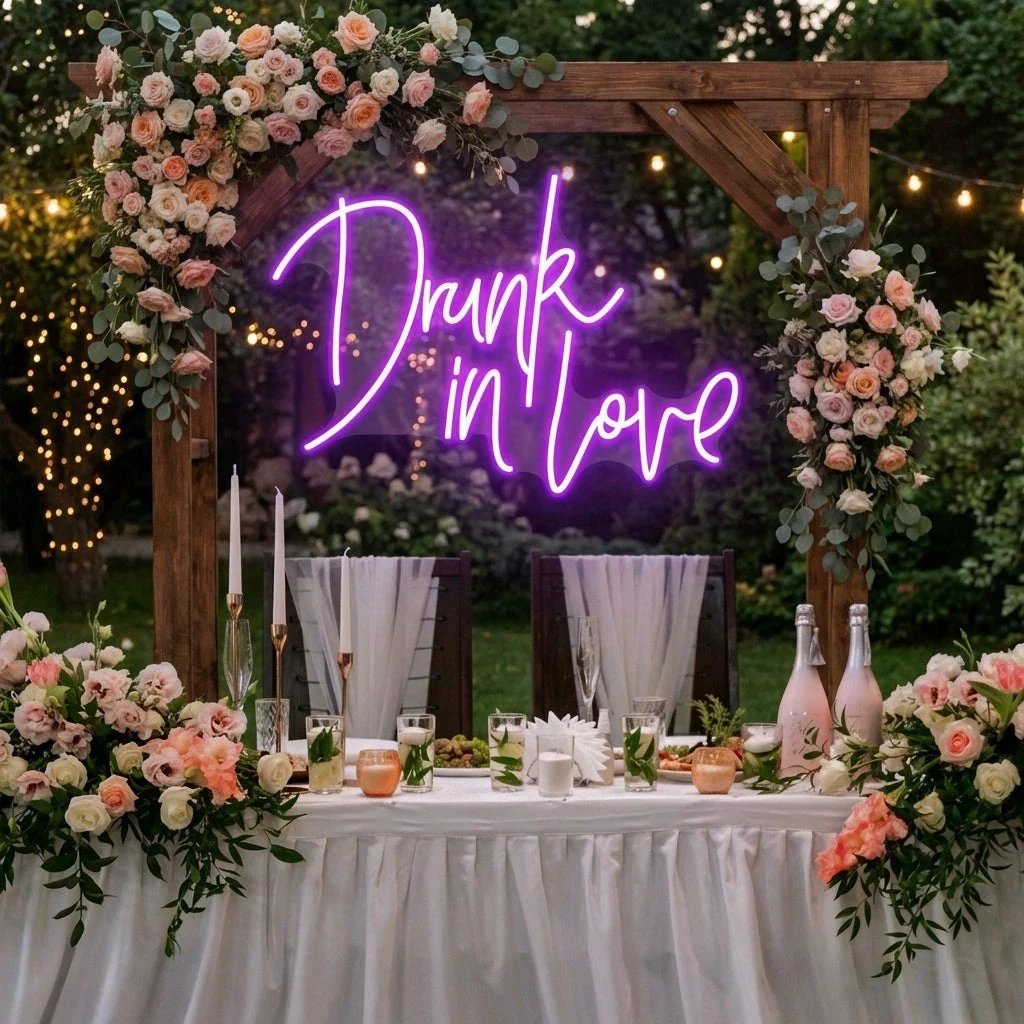 Custom Wedding Neon Sign For Reception, Drunk In Love Neon Sign, Wedding Neon Sign Ideas, Wedding Welcome Sign
