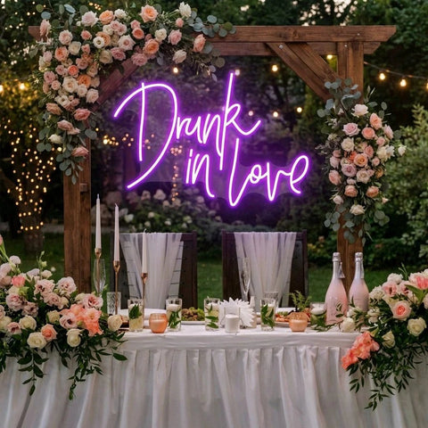 Custom Wedding Neon Sign For Reception, Drunk In Love Neon Sign, Wedding Neon Sign Ideas, Wedding Welcome Sign