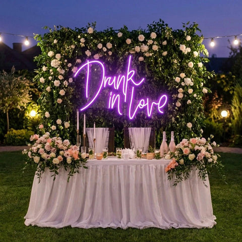 Custom Wedding Neon Sign For Reception, Drunk In Love Neon Sign, Wedding Neon Sign Ideas, Wedding Welcome Sign