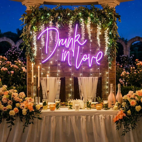 Custom Wedding Neon Sign For Reception, Drunk In Love Neon Sign, Wedding Neon Sign Ideas, Wedding Welcome Sign