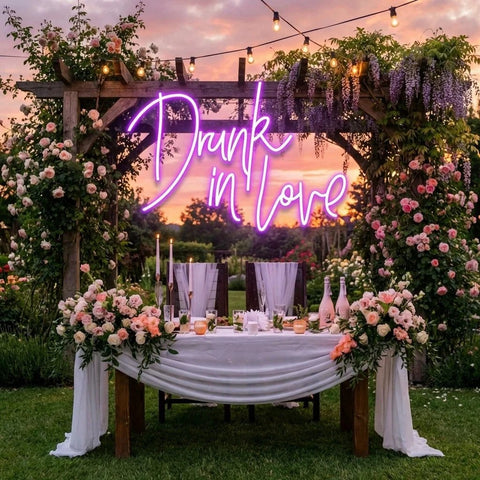 Custom Wedding Neon Sign For Reception, Drunk In Love Neon Sign, Wedding Neon Sign Ideas, Wedding Welcome Sign