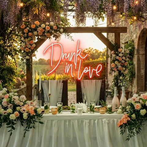 Custom Wedding Neon Sign For Reception, Drunk In Love Neon Sign, Wedding Neon Sign Ideas, Wedding Welcome Sign