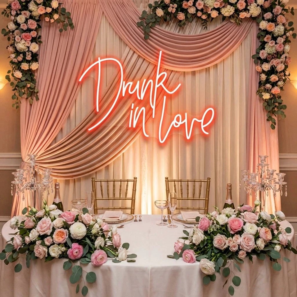 Custom Wedding Neon Sign For Reception, Drunk In Love Neon Sign, Wedding Neon Sign Ideas, Wedding Welcome Sign