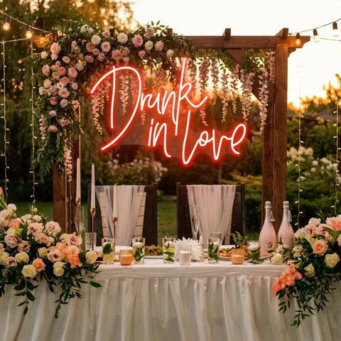 Custom Wedding Neon Sign For Reception, Drunk In Love Neon Sign, Wedding Neon Sign Ideas, Wedding Welcome Sign