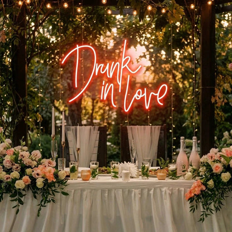 Custom Wedding Neon Sign For Reception, Drunk In Love Neon Sign, Wedding Neon Sign Ideas, Wedding Welcome Sign