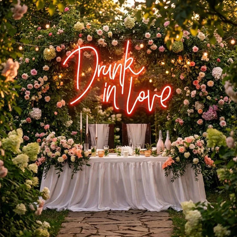 Custom Wedding Neon Sign For Reception, Drunk In Love Neon Sign, Wedding Neon Sign Ideas, Wedding Welcome Sign