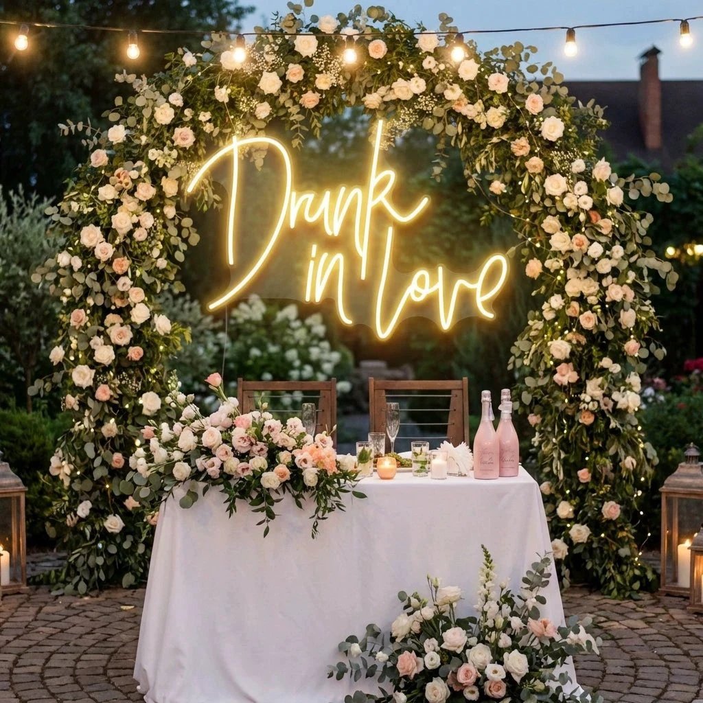 Custom Wedding Neon Sign For Reception, Drunk In Love Neon Sign, Wedding Neon Sign Ideas, Wedding Welcome Sign