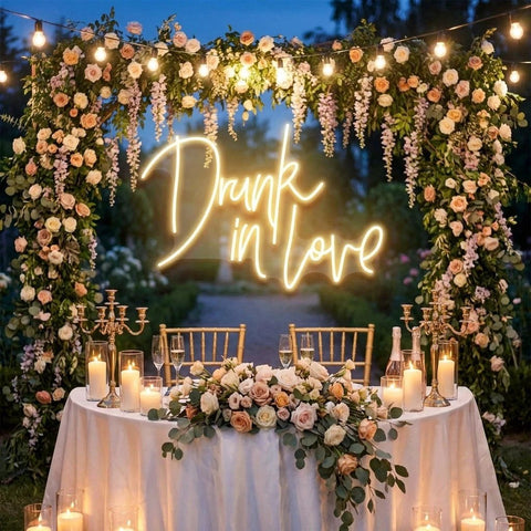 Custom Wedding Neon Sign For Reception, Drunk In Love Neon Sign, Wedding Neon Sign Ideas, Wedding Welcome Sign