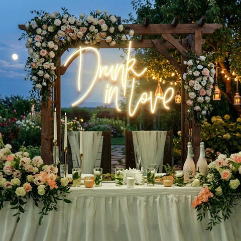Custom Wedding Neon Sign For Reception, Drunk In Love Neon Sign, Wedding Neon Sign Ideas, Wedding Welcome Sign