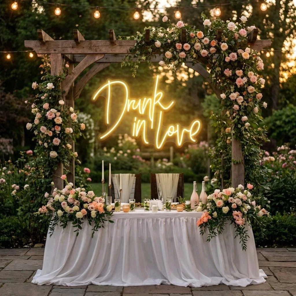 Custom Wedding Neon Sign For Reception, Drunk In Love Neon Sign, Wedding Neon Sign Ideas, Wedding Welcome Sign