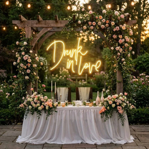 Custom Wedding Neon Sign For Reception, Drunk In Love Neon Sign, Wedding Neon Sign Ideas, Wedding Welcome Sign