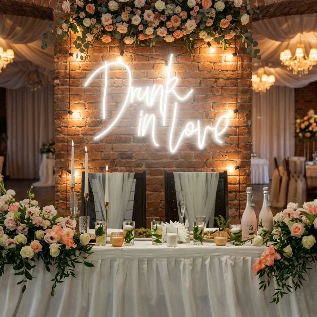 Custom Wedding Neon Sign For Reception, Drunk In Love Neon Sign, Wedding Neon Sign Ideas, Wedding Welcome Sign