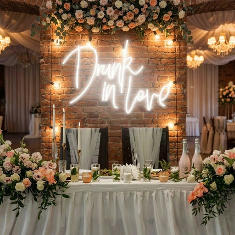 Custom Wedding Neon Sign For Reception, Drunk In Love Neon Sign, Wedding Neon Sign Ideas, Wedding Welcome Sign