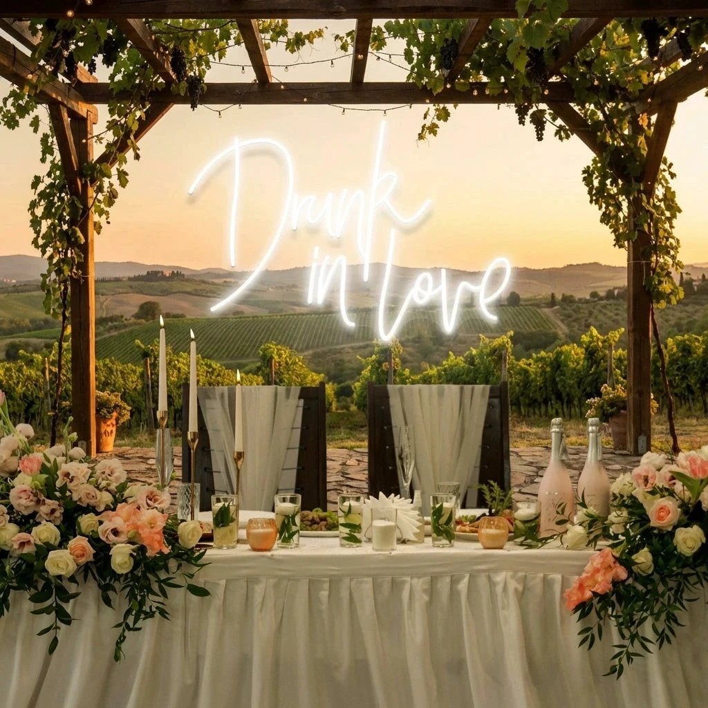 Custom Wedding Neon Sign For Reception, Drunk In Love Neon Sign, Wedding Neon Sign Ideas, Wedding Welcome Sign