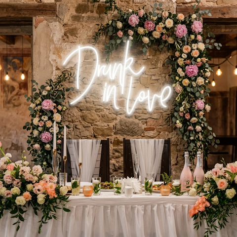 Custom Wedding Neon Sign For Reception, Drunk In Love Neon Sign, Wedding Neon Sign Ideas, Wedding Welcome Sign