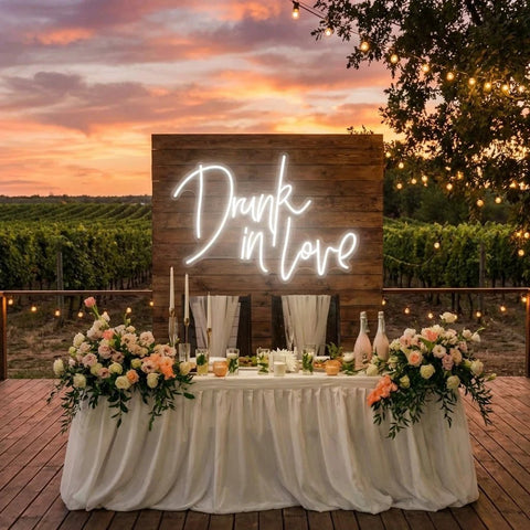 Custom Wedding Neon Sign For Reception, Drunk In Love Neon Sign, Wedding Neon Sign Ideas, Wedding Welcome Sign
