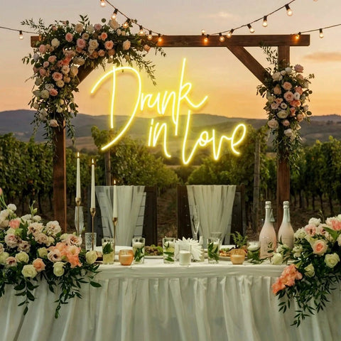 Custom Wedding Neon Sign For Reception, Drunk In Love Neon Sign, Wedding Neon Sign Ideas, Wedding Welcome Sign