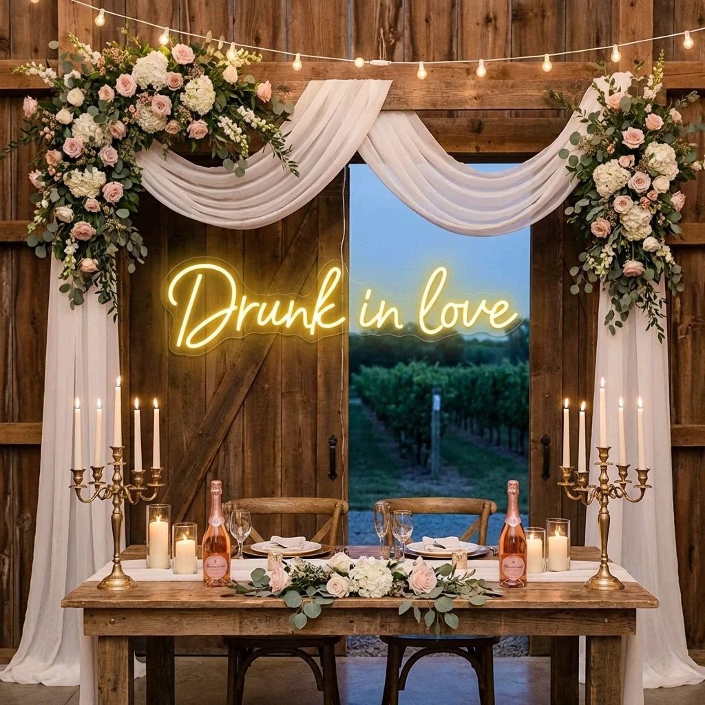 Custom Wedding Neon Sign For Reception, Drunk In Love Neon Sign, Wedding Neon Sign Ideas, Wedding Welcome Sign