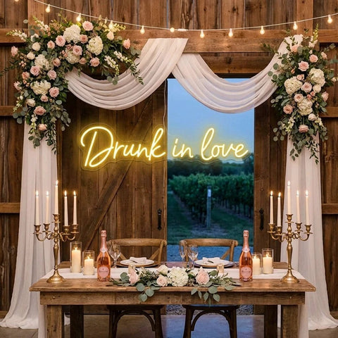 Custom Wedding Neon Sign For Reception, Drunk In Love Neon Sign, Wedding Neon Sign Ideas, Wedding Welcome Sign