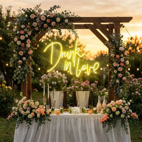 Custom Wedding Neon Sign For Reception, Drunk In Love Neon Sign, Wedding Neon Sign Ideas, Wedding Welcome Sign
