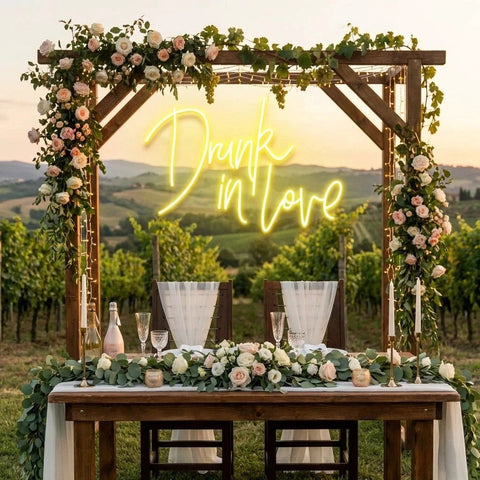 Custom Wedding Neon Sign For Reception, Drunk In Love Neon Sign, Wedding Neon Sign Ideas, Wedding Welcome Sign