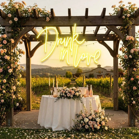 Custom Wedding Neon Sign For Reception, Drunk In Love Neon Sign, Wedding Neon Sign Ideas, Wedding Welcome Sign