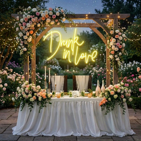 Custom Wedding Neon Sign For Reception, Drunk In Love Neon Sign, Wedding Neon Sign Ideas, Wedding Welcome Sign