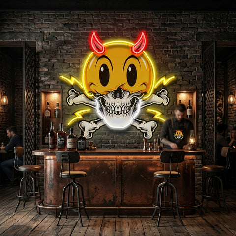 Emoji Hat Skull LED Neon Sign Light Pop Art