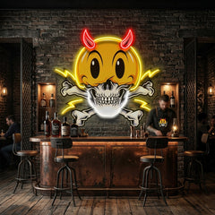 Emoji Hat Skull LED Neon Sign Light Pop Art