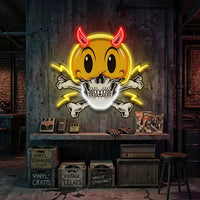 Emoji Hat Skull LED Neon Sign Light Pop Art