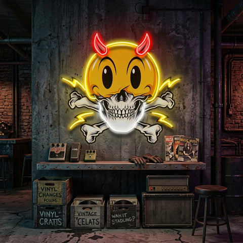Emoji Hat Skull LED Neon Sign Light Pop Art