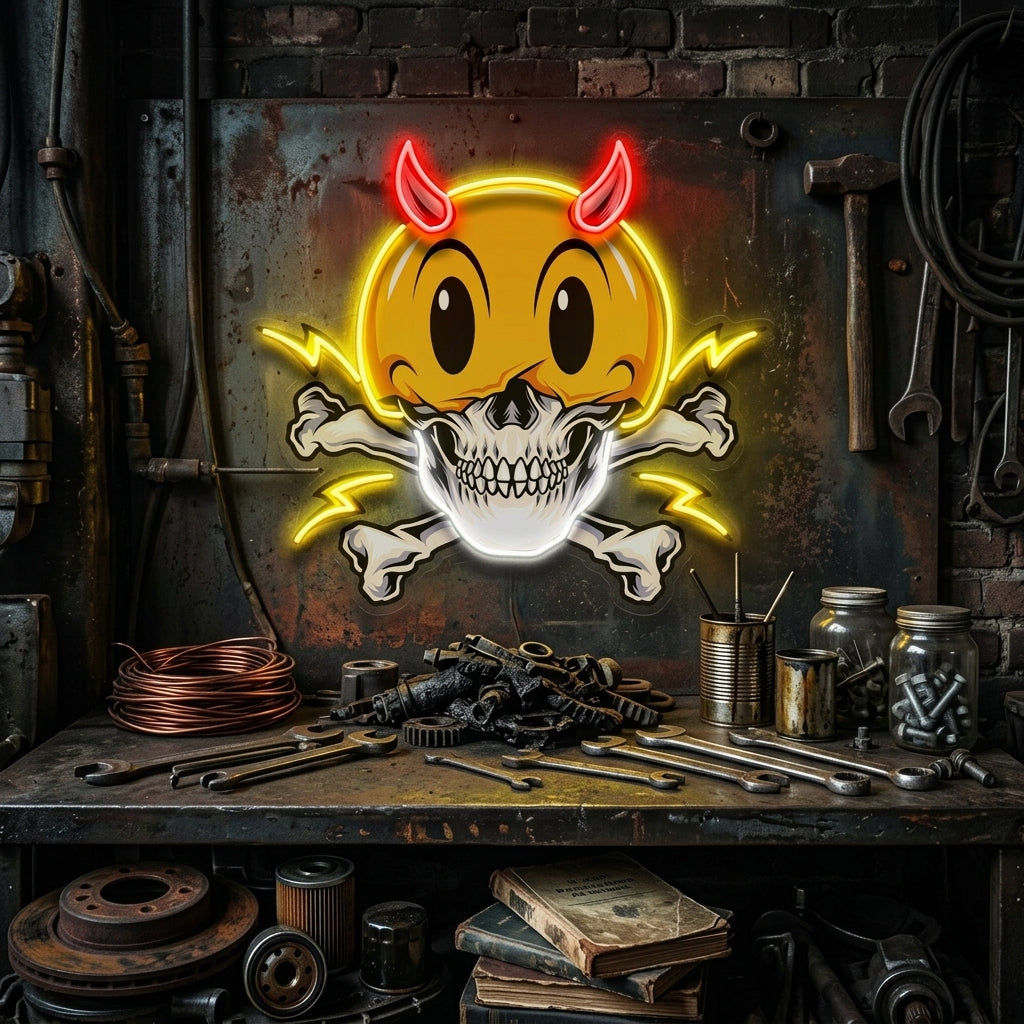 Emoji Hat Skull LED Neon Sign Light Pop Art
